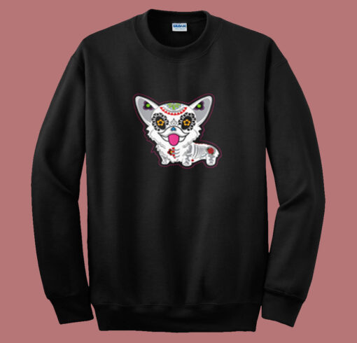 Dia De Los Muertos Sugar Skull Corgi Summer Sweatshirt