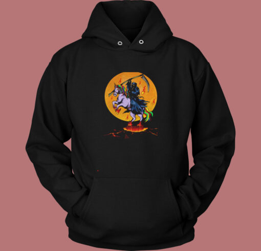 Grim Reaper With Unicorn Vintage Hoodie