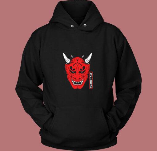 Japanese Demons Face Devil Harajuku Aesthetic Vintage Hoodie