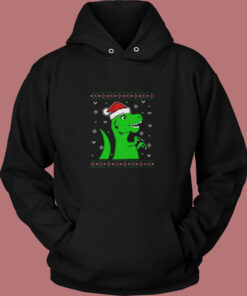 Jurassic Christmas Green Dino Vintage Hoodie