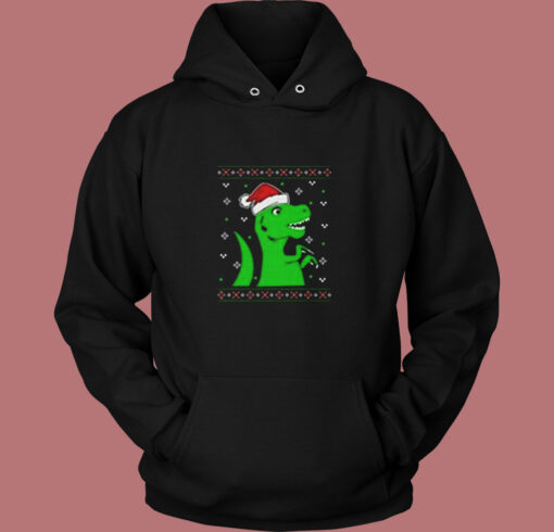 Jurassic Christmas Green Dino Vintage Hoodie