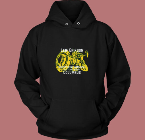 Leif Erikson Day Discovered America Viking Vintage Hoodie