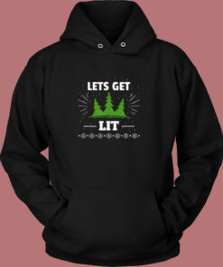 Lets Get Lit Funny Christmas Tree Vintage Hoodie