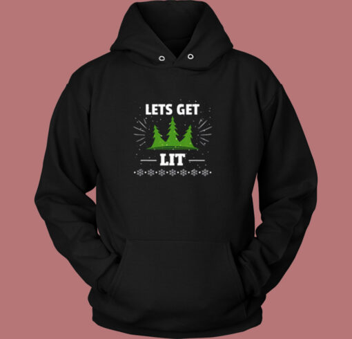 Lets Get Lit Funny Christmas Tree Vintage Hoodie