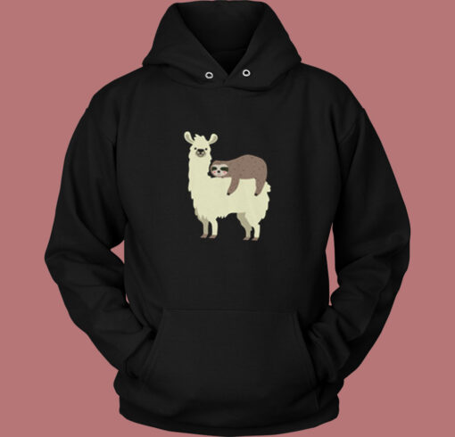 Llama And Sloth Hugging Cuddly Besties Vintage Hoodie