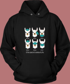 Llama Wearing Mask Vintage Vintage Hoodie