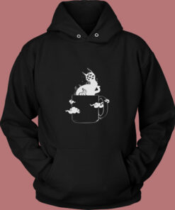 Many Eyed Cat In Coffee Cup Vintage Hoodie