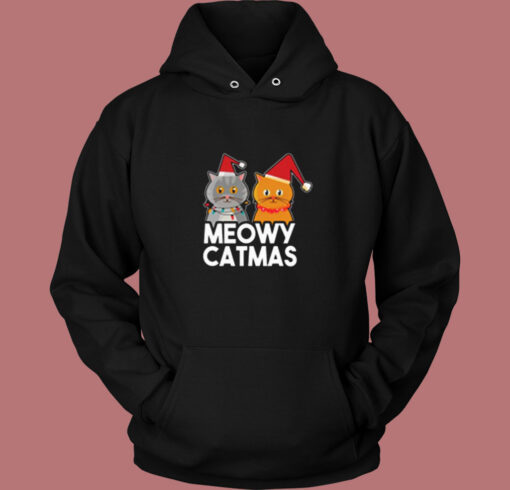 Meowy Catmas Funny Christmas Cat Vintage Hoodie