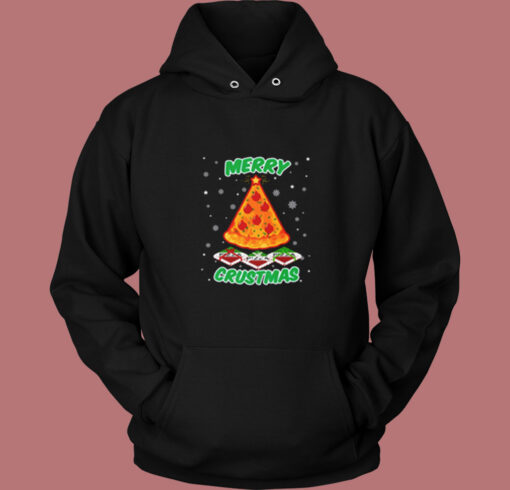 Merry Crustmas Christmas Pizza Vintage Hoodie