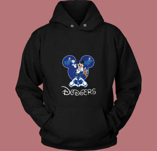 Mickey Mouse Loves Los Angeles Dodgers Vintage Hoodie