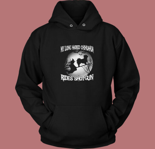 My Long Haired Chihuahua Rides Shotgun Vintage Hoodie