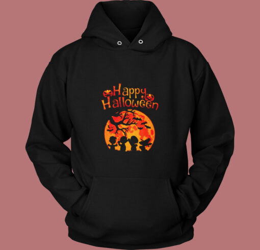 Peanut Snoopy And Charlie Brown Happy Halloween Pumpkin Moon Vintage Hoodie