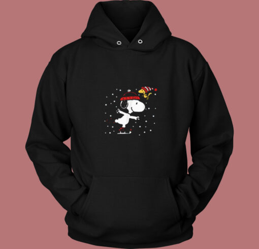 Peanuts Snoopy And Woodstock Skate Holiday Vintage Hoodie