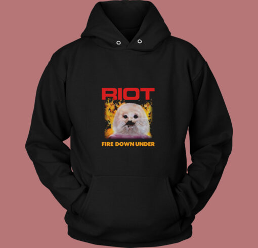 Riot Fire Down Under Heavy Metal Running Wild Vintage Hoodie