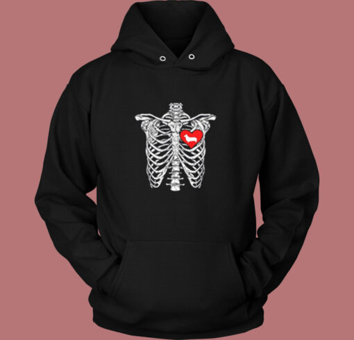 Skeleton Rib Cage Pembroke Welsh Corgi Dog Vintage Hoodie