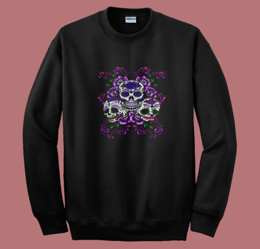 Skull Purple Floral Summer Sweatshirt