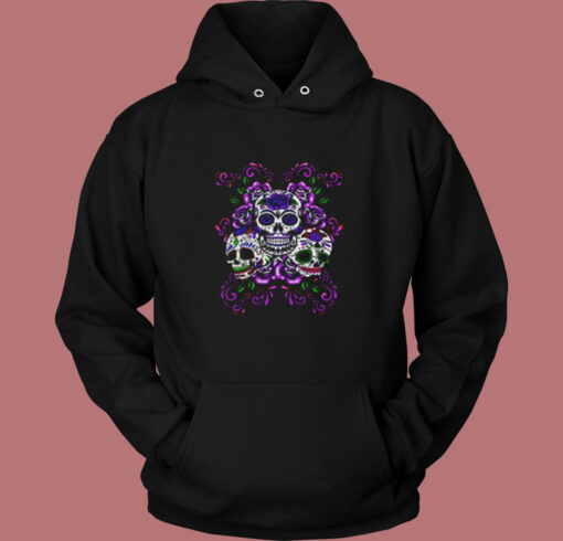 Skull Purple Floral Vintage Hoodie