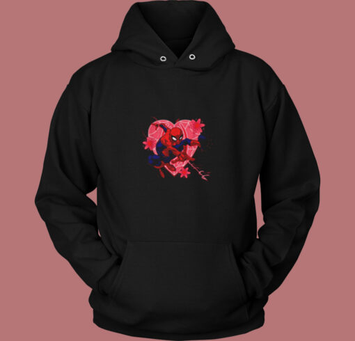 Spiderman Heart And Flower Vintage Hoodie