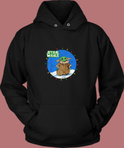 Star Wars Yoda Mandalorian Lights Christmas Vintage Hoodie