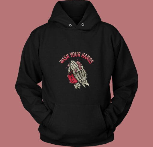 Wash Your Hands Goth Skeleton Praying Quarantine Vintage Hoodie